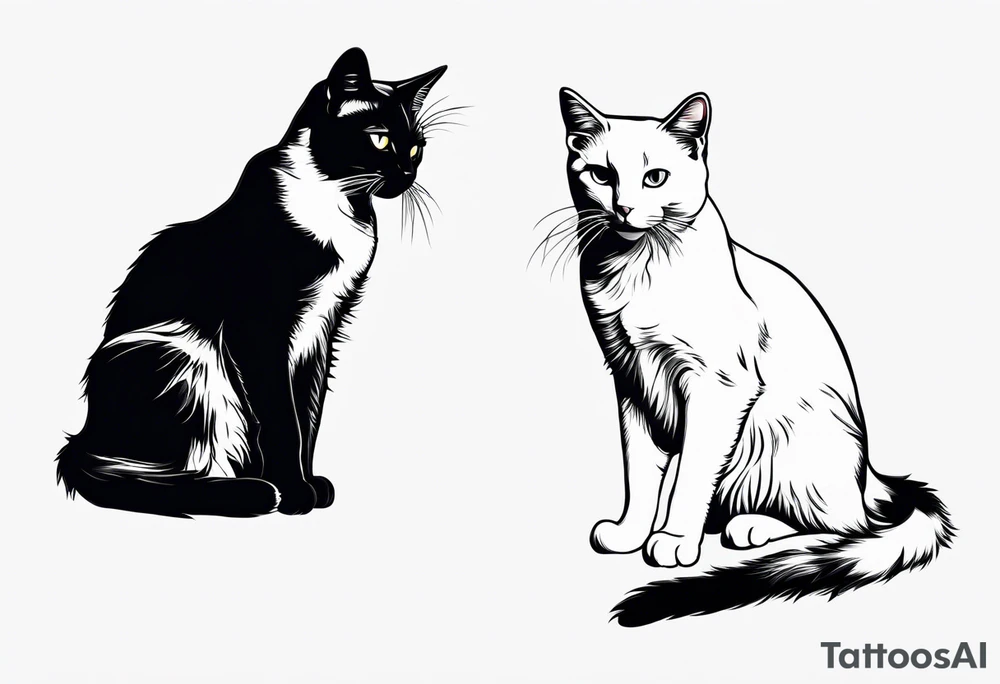 Two cat silhouettes, just outline tattoo idea