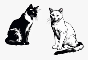 Two cat silhouettes, just outline tattoo idea