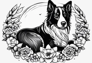 Muay Thai and a  border collie and a Siamese cat tattoo idea