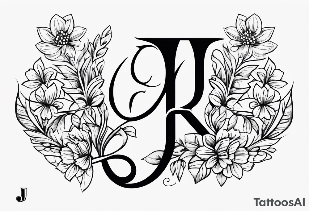 J and R simple initial tattoo of kids initials tattoo idea