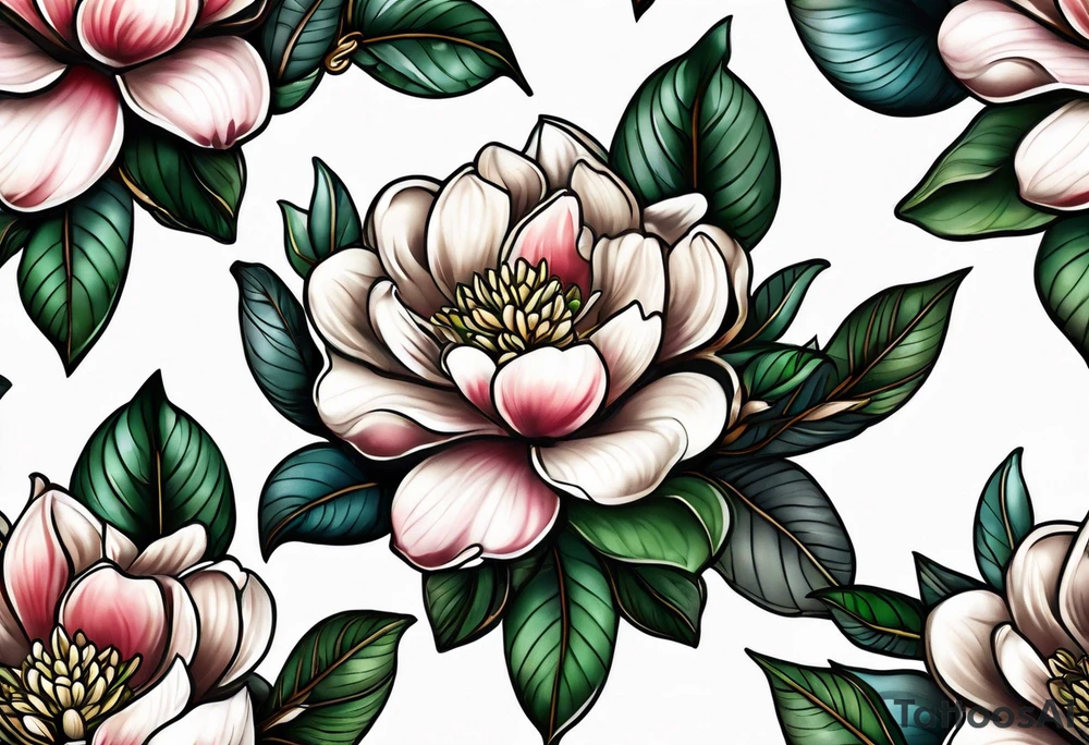 Southern magnolia tree tattoo idea