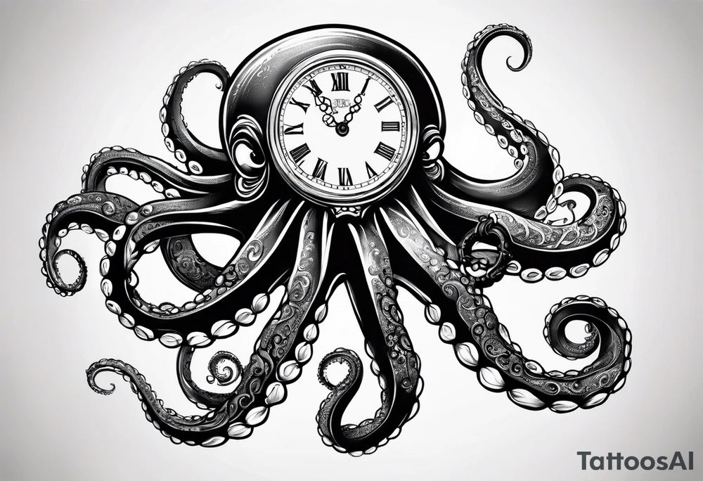 Octopus, pocket watch tattoo idea