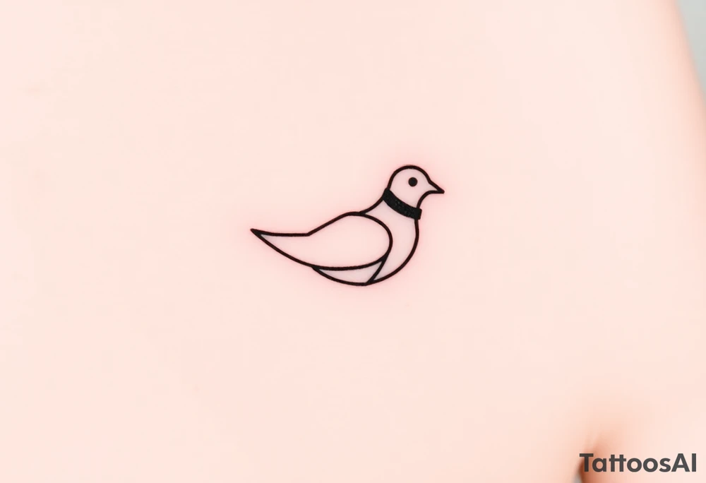 A minimalistic outline of a collared dove, with geometric lines forming its shape in muted gray and white, offering a clean and modern look tattoo idea