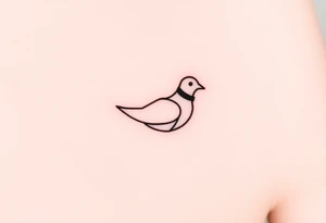 A minimalistic outline of a collared dove, with geometric lines forming its shape in muted gray and white, offering a clean and modern look tattoo idea