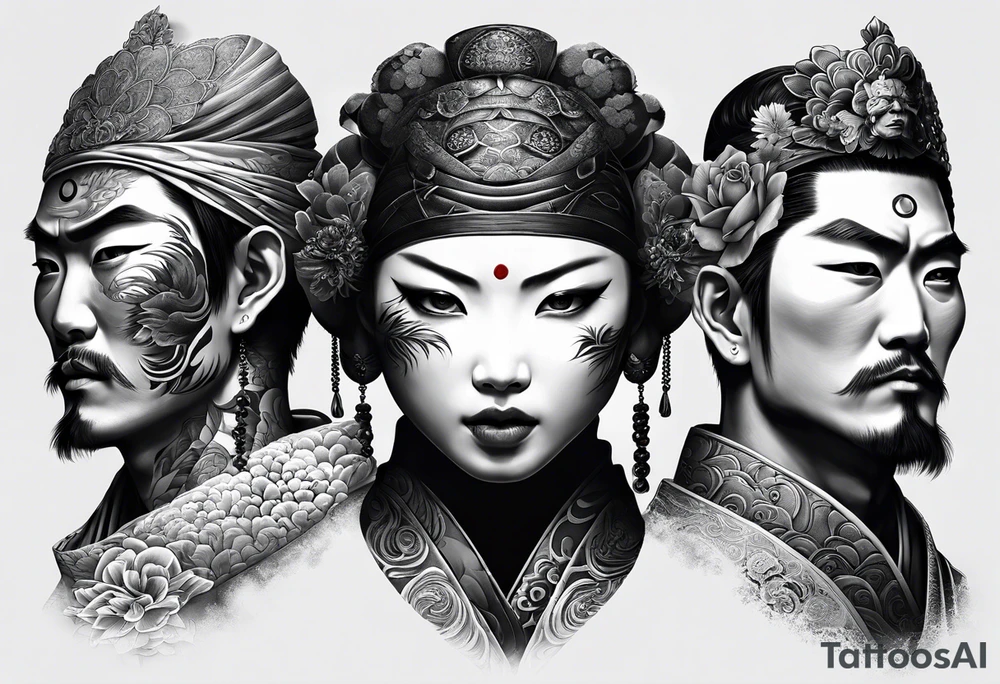 The Japanese say you have three faces. The first face, you show to the world. The second face, you show to your close friends and your family. The third face, you never show anyone. tattoo idea