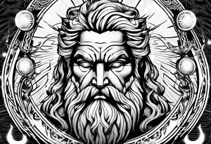 Zeus holding Lightning balls with Lightning eyes asserting dominance tattoo idea