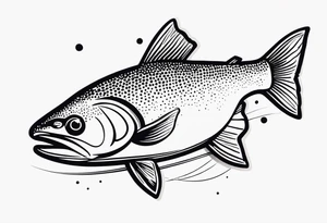 "A small tattoo featuring a lovestruck trout as the main theme, drawn without lines, using only color combinations." tattoo idea