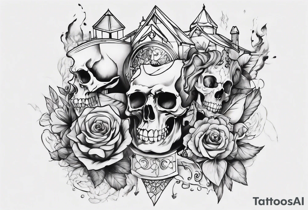 A part of fancy house tattoo idea