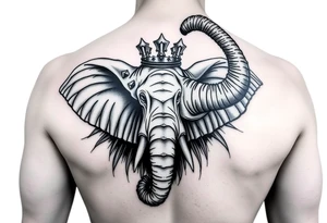 Elephant with trunk up, queen crown tattoo idea