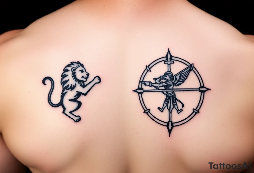 Leo zodiac sign and Sagittarius together tattoo idea