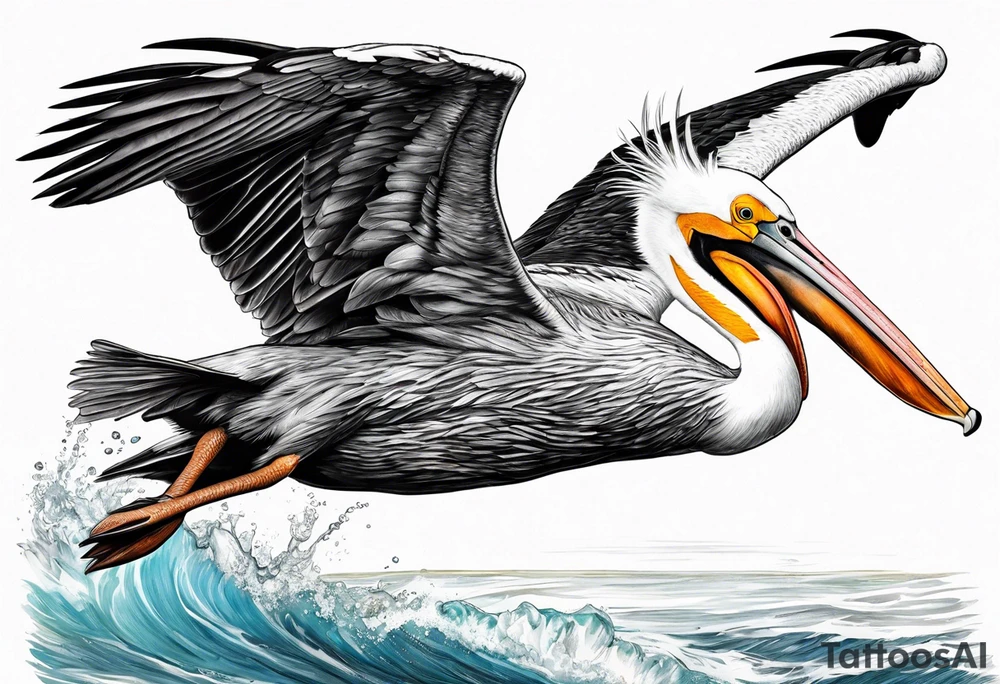 plunge diving pelican tattoo idea