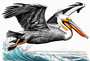 plunge diving pelican tattoo idea