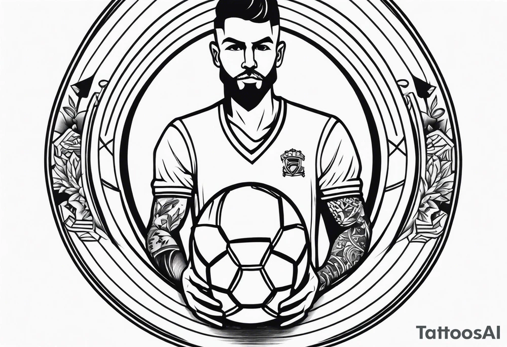 old school tattoo, of a footballer tattoo idea