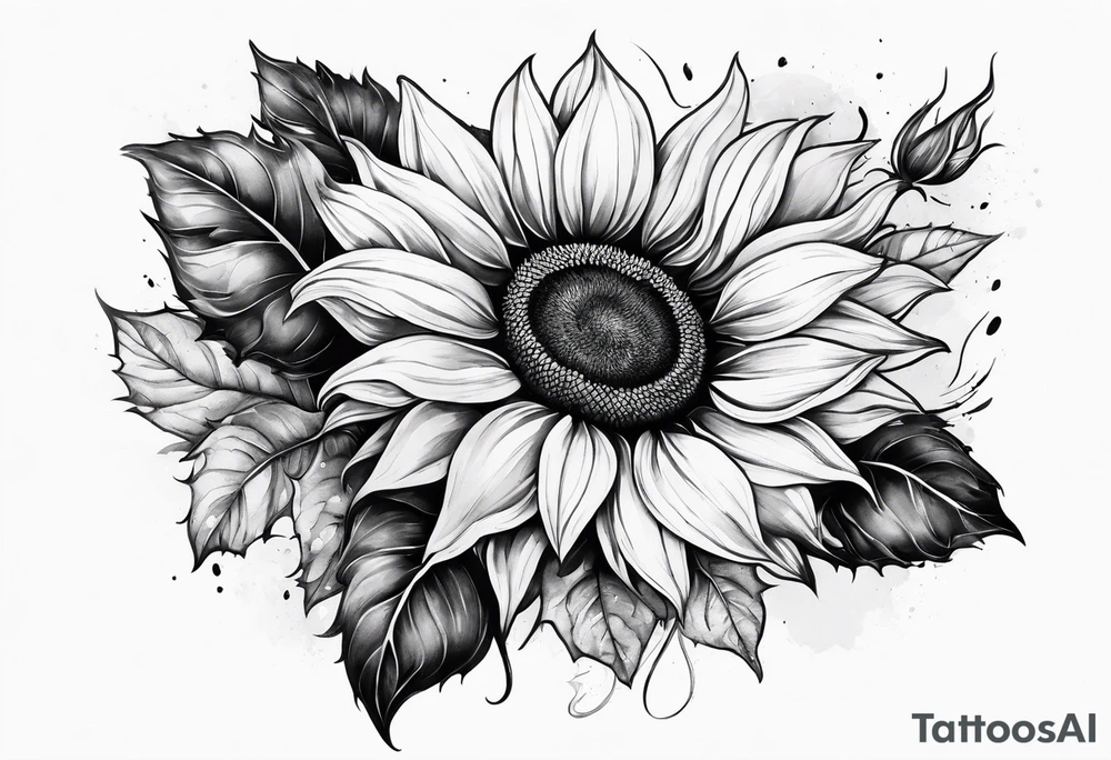 Colorful sunflower arm sleeve tattoo idea