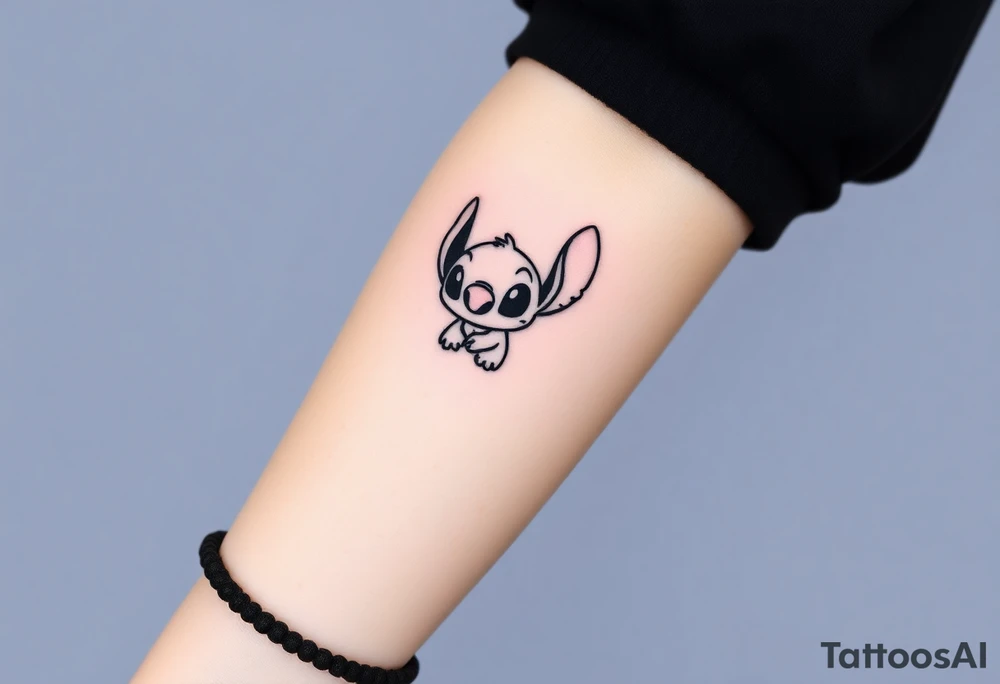 Disney's stitch character with names Ava Zaleea tattoo idea