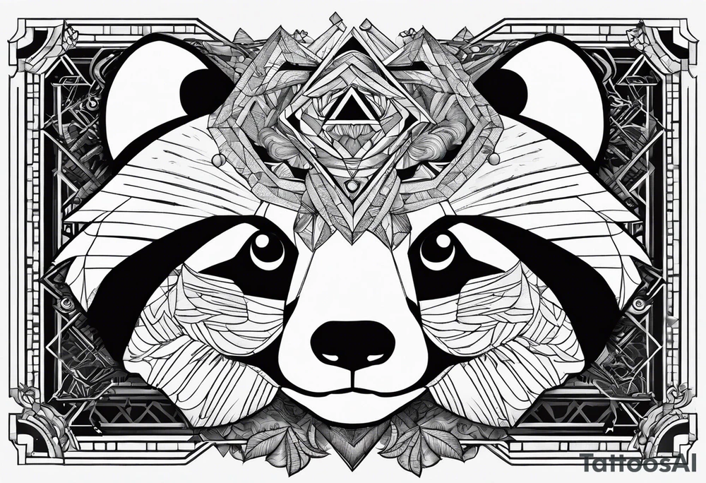 Moth, panda, geometry, clouds tattoo idea