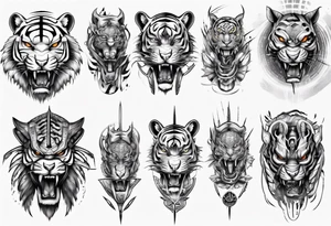 African Tiger warrior and lightning tattoo idea