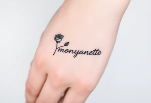 a rose seperate and a semicolon seperate from the name “monyanette” tattoo idea