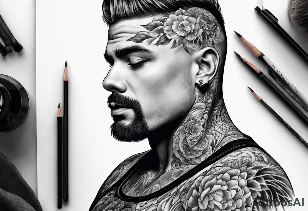 man with multiple voices in his head turning into a river tattoo idea