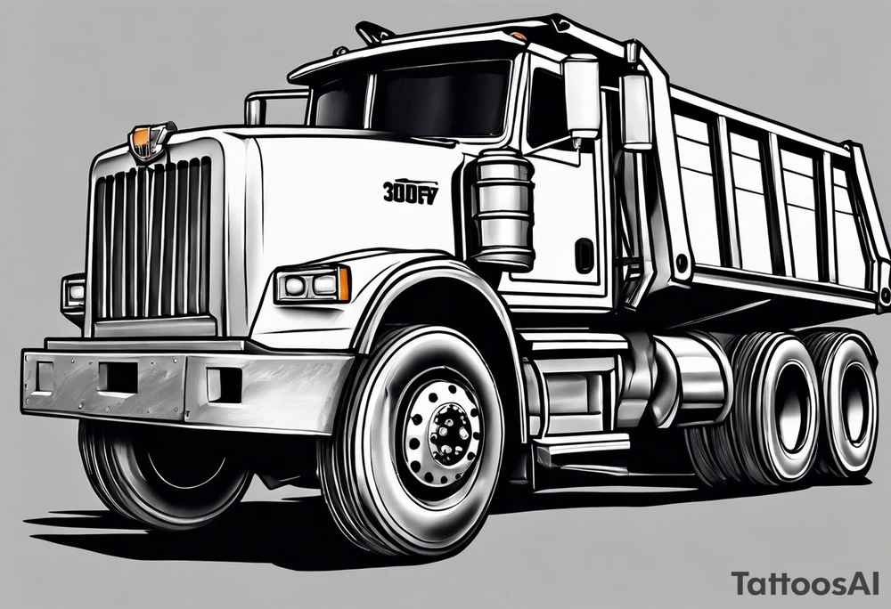 Realistic tattoo of a Dump truck on a forearm tattoo idea