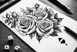 i want my area code 956 and area code 772 with roses and a pair of dices tattoo idea