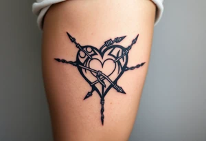 Heart wrapped in barb wire tattoo idea