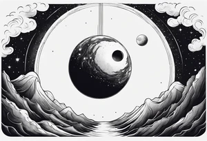 Large black hole swallowing earth. as Earth is swallowed space and time is stretched and deformed tattoo idea