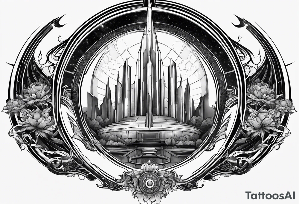 tringle portal leading to mass effect universe, forearm tattoo tattoo idea