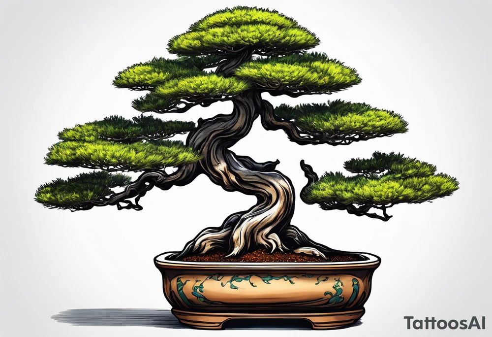 bonsai tree small with sun tattoo idea