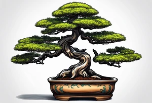 bonsai tree small with sun tattoo idea