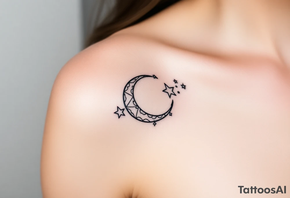 Stars and moon tattoo idea