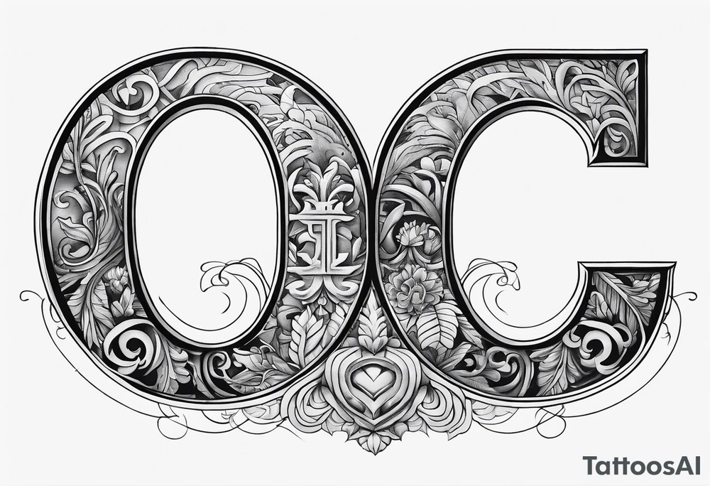the letters O T G with a cool font tattoo idea