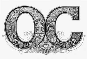 the letters O T G with a cool font tattoo idea