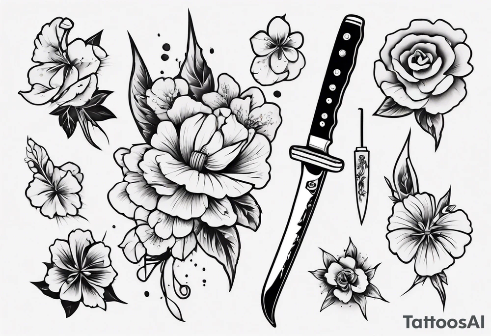 A knife stuck in a flower tattoo idea