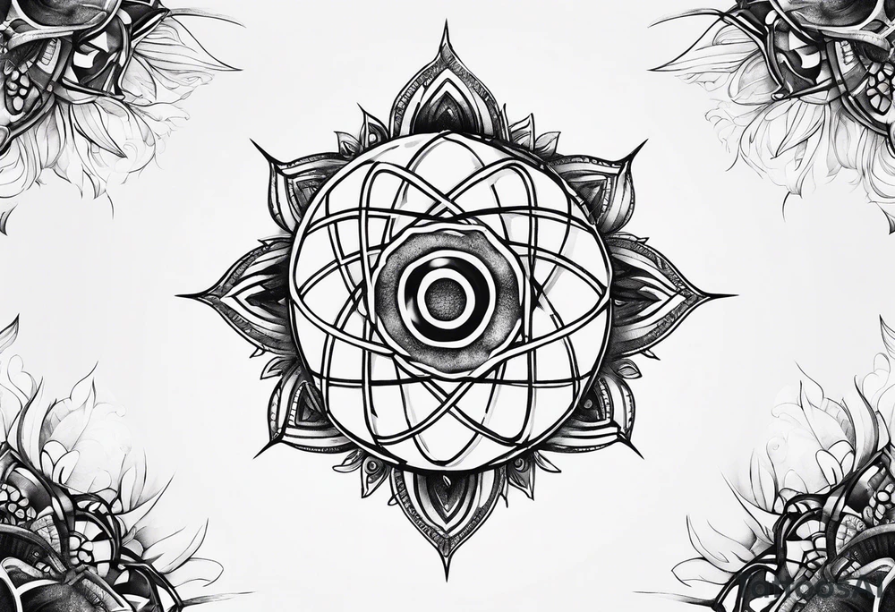 atom with quantum electron cloud tattoo idea