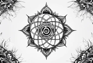atom with quantum electron cloud tattoo idea