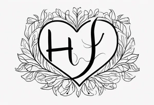 make a tattoo with the initials HJ in cursive with a heart tattoo idea