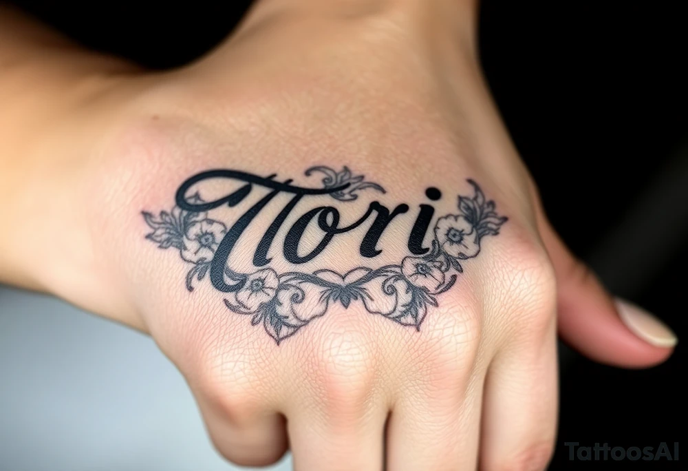 Name Tori with designs tattoo idea