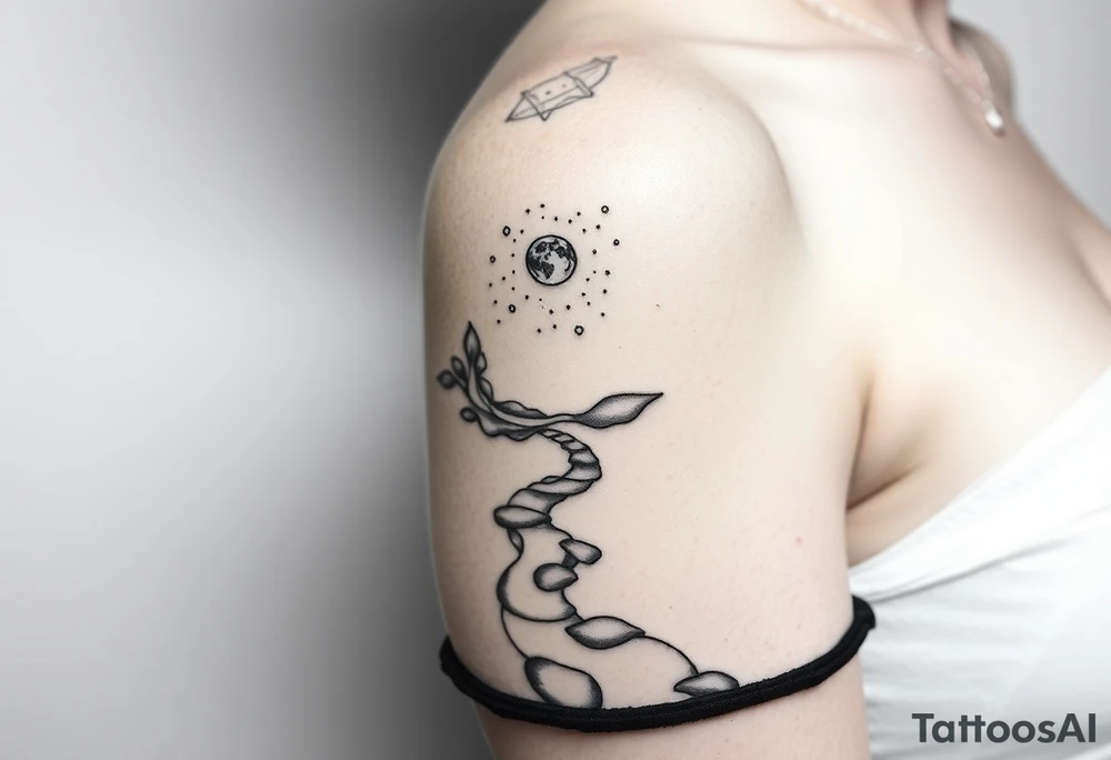 Pathway to earth 
scene leading to the cosmos tattoo idea