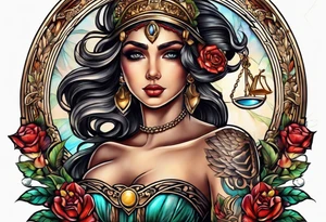 Themis with scales in hands tattoo idea