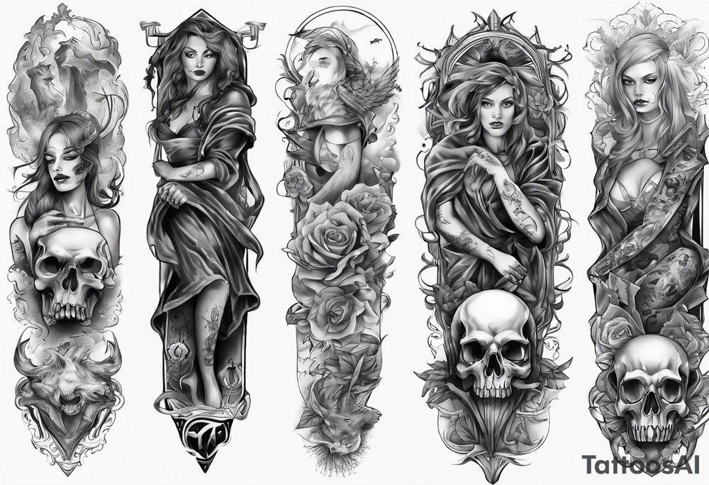 full arm sleeve tattoo
betrayal theme tattoo idea