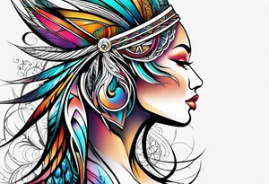 neo-tribal abstract lines gradient tattoo idea