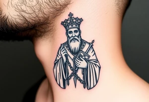 russian christian orthodox saint holding the russian orthodox thurible chains tattoo idea