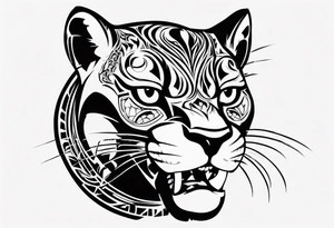 A black pumas seen from above. He has his mouth open. I want to see his whole body tattoo idea