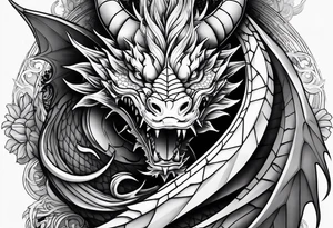 dragon wraps around dagger tattoo idea