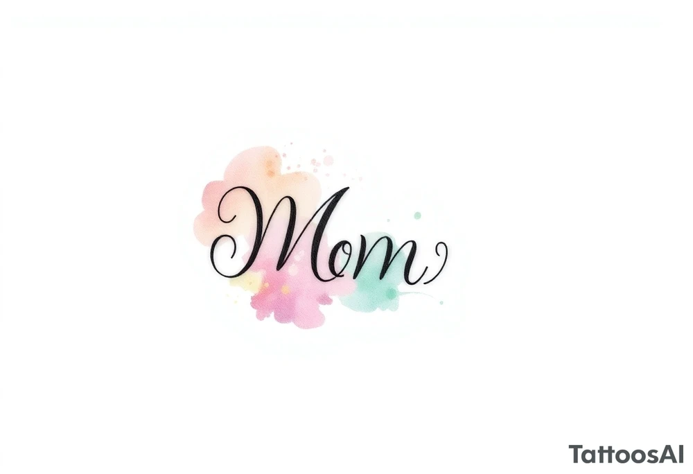 A mother and child’s initials intertwined in a flowing script, with soft pastel watercolor splashes in the background tattoo idea