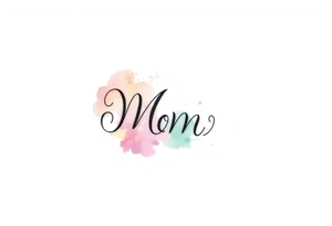 A mother and child’s initials intertwined in a flowing script, with soft pastel watercolor splashes in the background tattoo idea