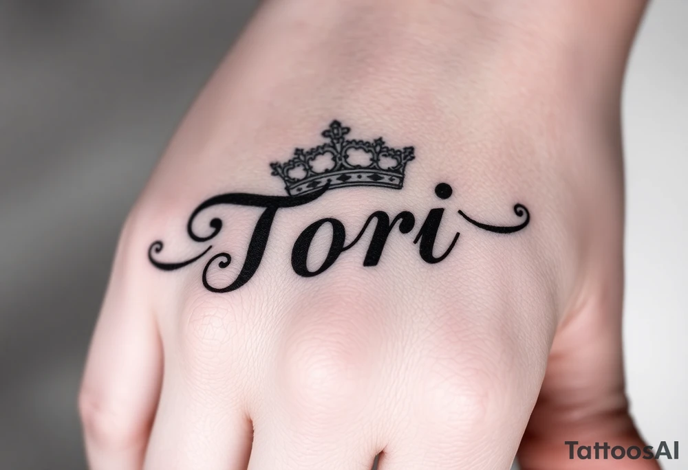 Name Tori with crown tattoo idea