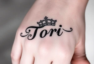 Name Tori with crown tattoo idea