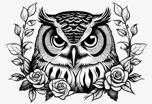Barred owl with a rose tattoo idea